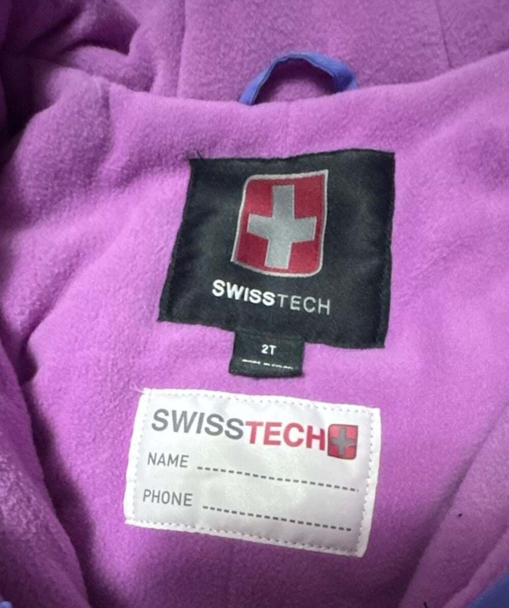 Swiss Tech Toddler Girls Purple Colorblock Hooded Insulated Snowsuit Size 2T - Picture 3 of 4